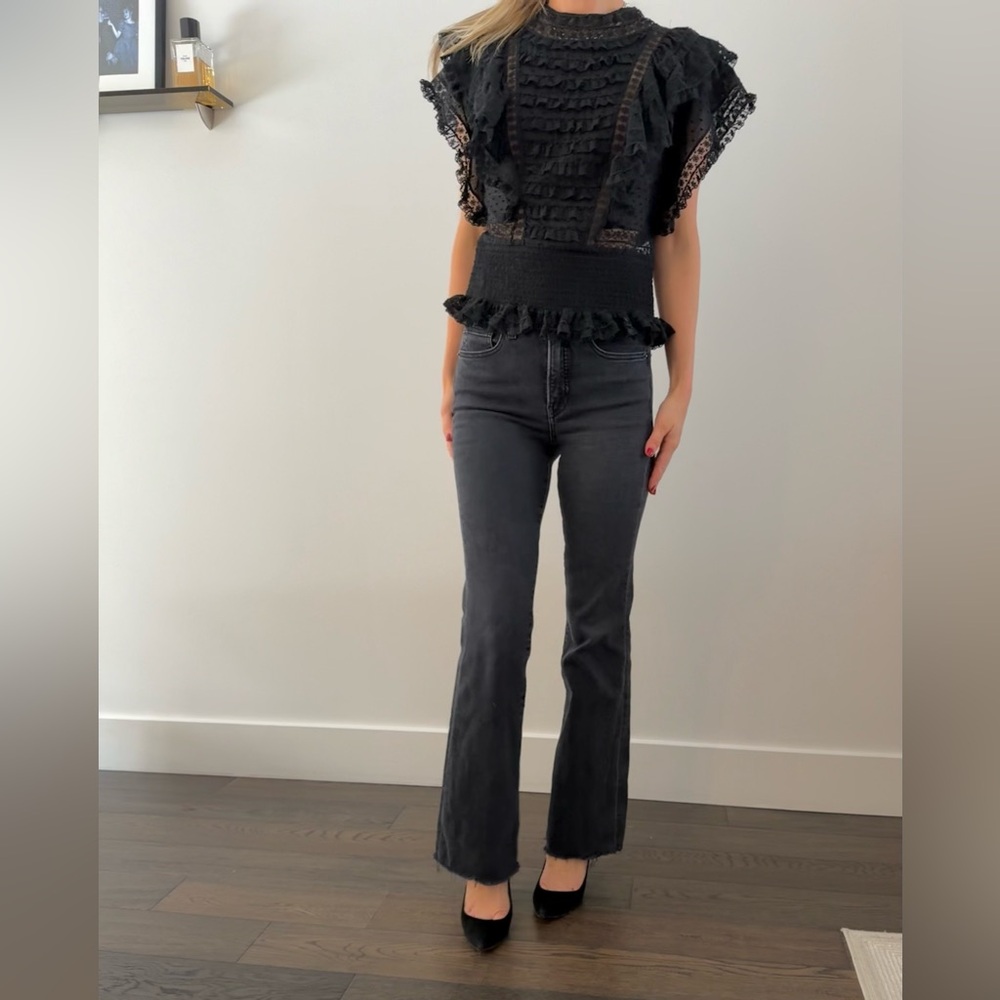 Zimmermann Hypnotic Lace Ruffle Top 🖤